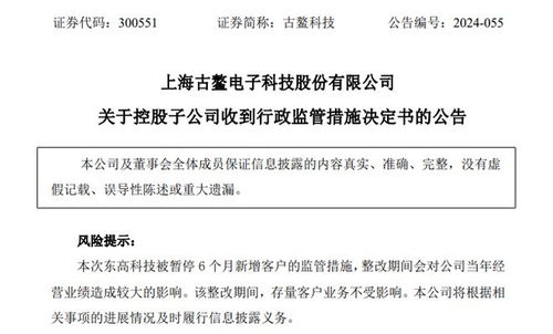 实控人刚被逮捕，古鳌科技子公司再领罚单 信息服务业务承压